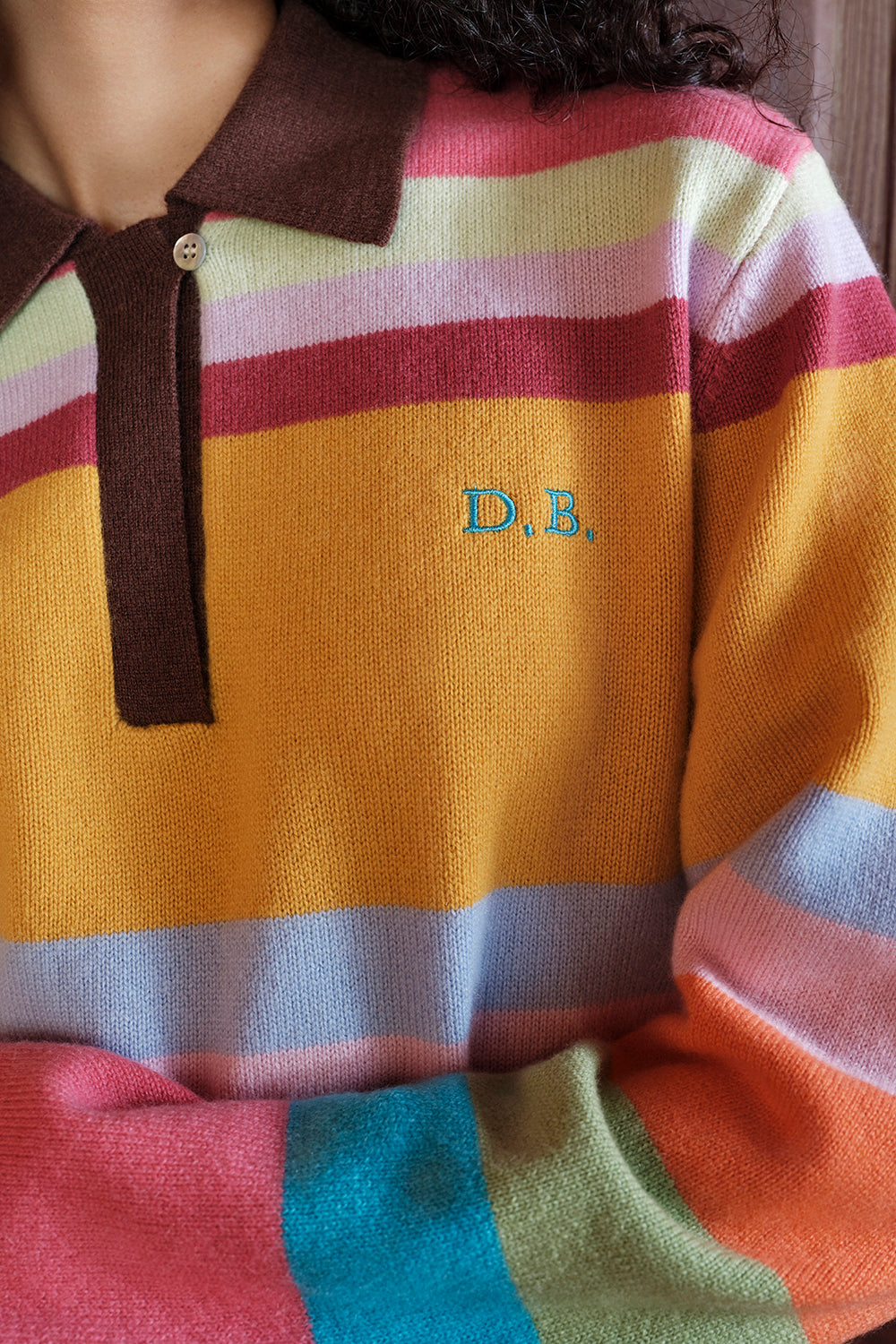 Cashmere Collared Sweater - Popsicle Stripe
