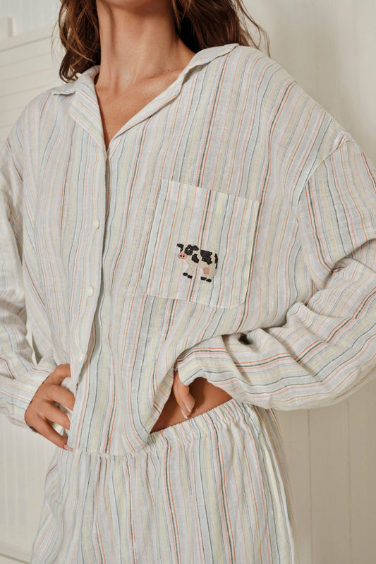 Farm Friends Sleep Set - Cow in Ribbon Stripe