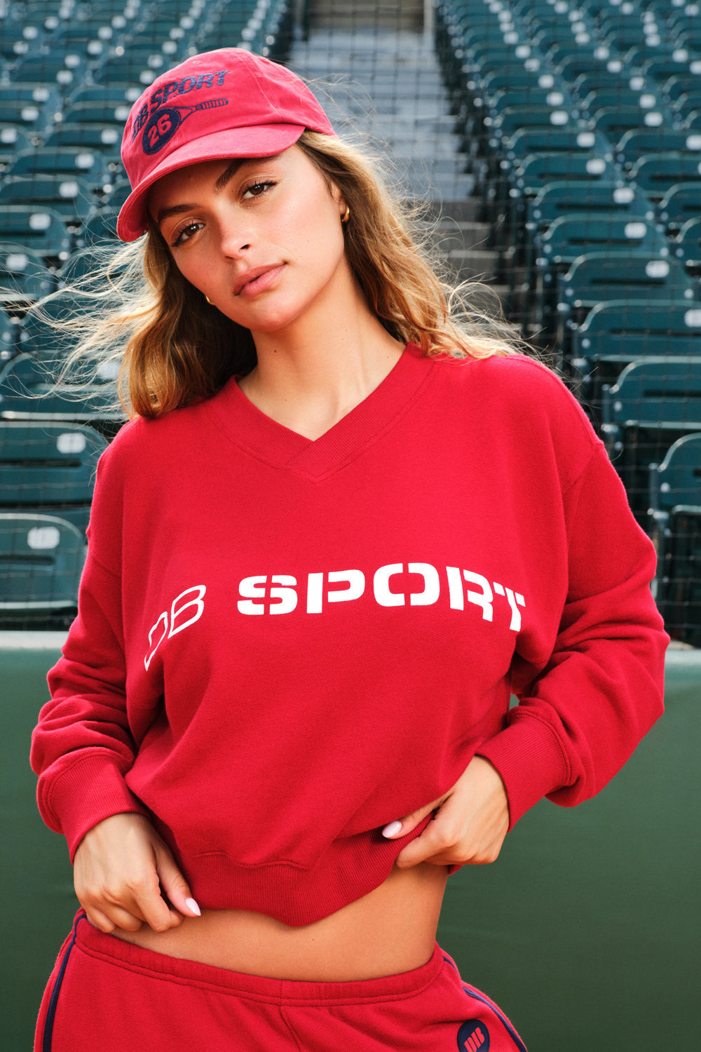 The Club V Neck - Cherry Red
