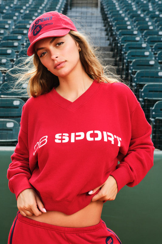 The Club V Neck - Cherry Red