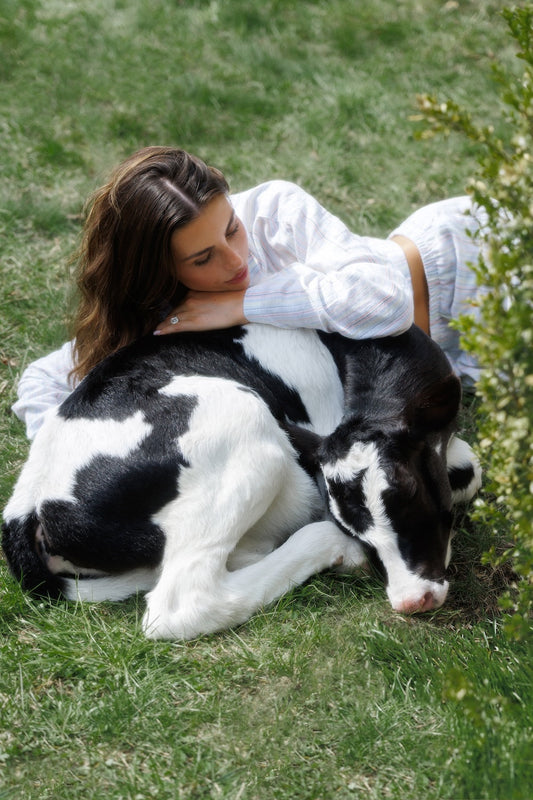 Farm Friends Sleep Set - Cow in Ribbon Stripe