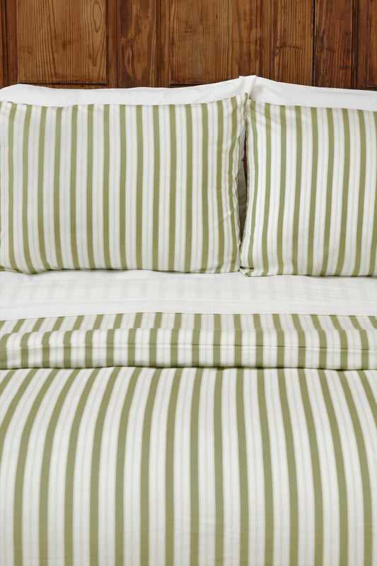 Farm Friends Sham Set - Green Pinstripe
