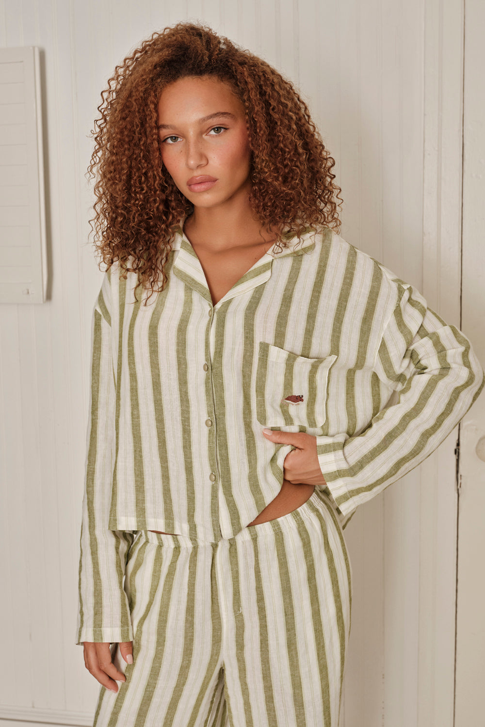 Farm Friends Sleep Set - Barn Mouse in Green Pinstripe
