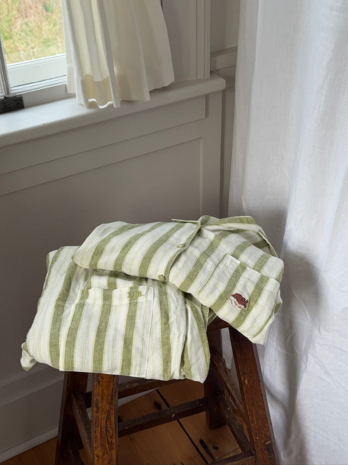 Farm Friends Sleep Set - Barn Mouse in Green Pinstripe